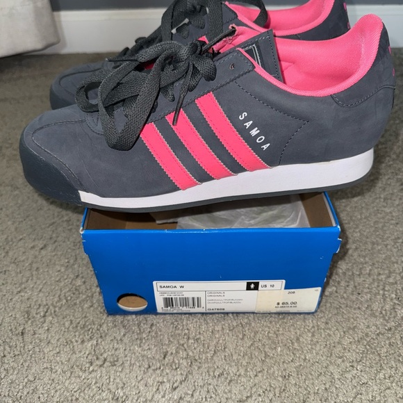 Adidas Women's Grey and Pink Sneakers - Picture 1 of 11